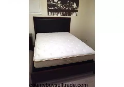 Queen Bed Set (NEW mattress, bed and comforter)